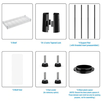 3 Tier Wire Shelving Unit, 1050 LBS NSF Height Adjustable Garage Storage Shelves, Heavy Duty Storage Wire Rack Metal Shelves