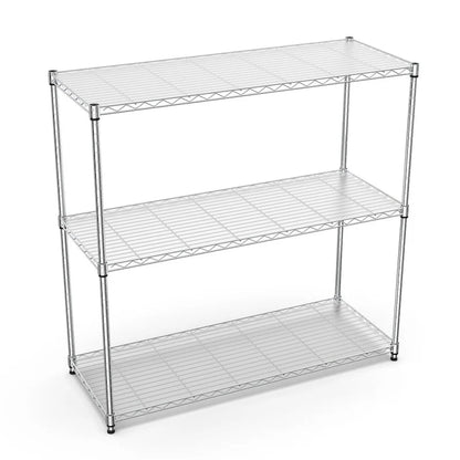 3 Tier Wire Shelving Unit, 1050 LBS NSF Height Adjustable Garage Storage Shelves, Heavy Duty Storage Wire Rack Metal Shelves