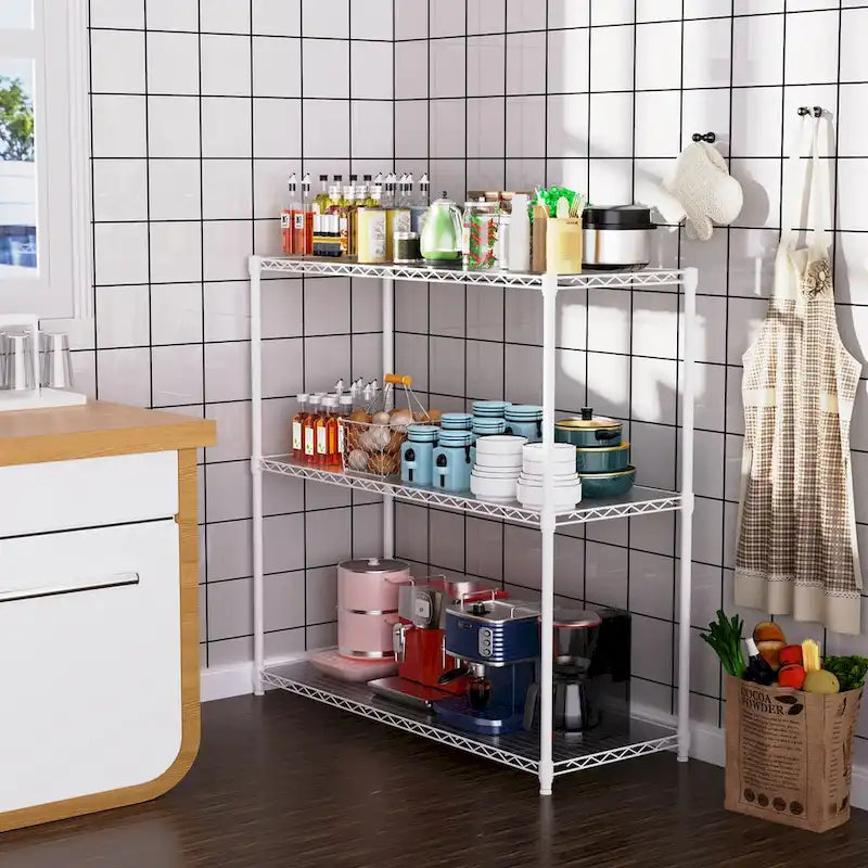 3 Tier Wire Shelving Unit, 1050 LBS NSF Height Adjustable Garage Storage Shelves, Heavy Duty Storage Wire Rack Metal Shelves