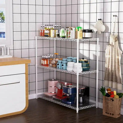 3 Tier Wire Shelving Unit, 1050 LBS NSF Height Adjustable Garage Storage Shelves, Heavy Duty Storage Wire Rack Metal Shelves