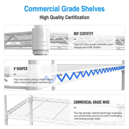 3 Tier Wire Shelving Unit, 1050 LBS NSF Height Adjustable Garage Storage Shelves, Heavy Duty Storage Wire Rack Metal Shelves
