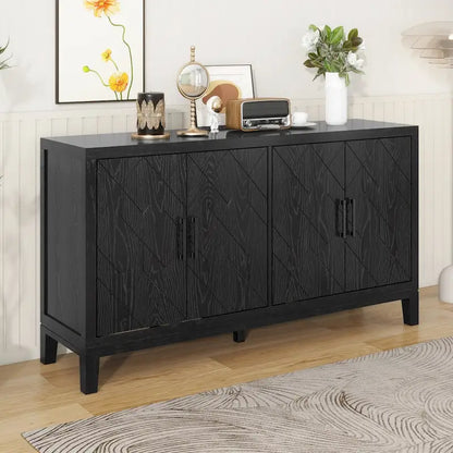 4-door Retro Sideboard with Adjustable Shelves