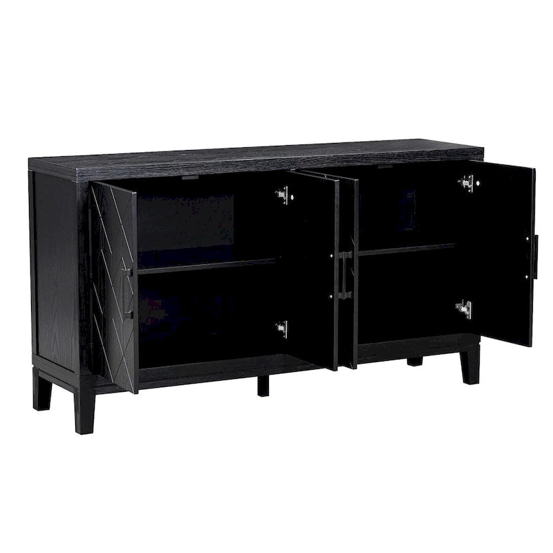 4-door Retro Sideboard with Adjustable Shelves