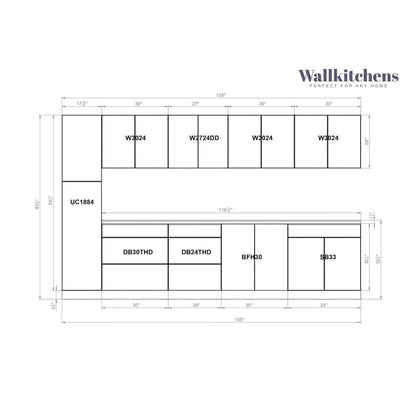 Kitchen Elegant Collection Natural Teak & Black Color Base Size 11Ft Wide - 135x24