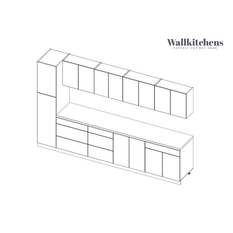 Kitchen Elegant Collection Natural Teak & Black Color Base Size 11Ft Wide - 135x24