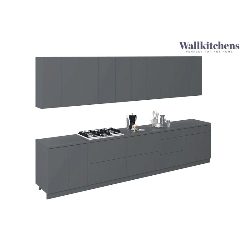 Engineered Wood Kitchen Signature Collection Gray Color Base Size 13Ft Wide - 153x24 Cabinet