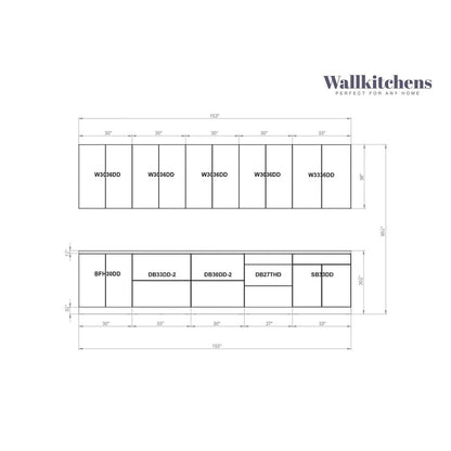 Engineered Wood Kitchen Signature Collection Gray Color Base Size 13Ft Wide - 153x24 Cabinet - image 4