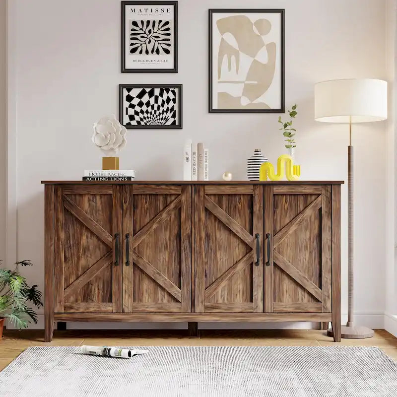 Storage Sideboard Cabinet with 4 Doors and 4 Shelgves
