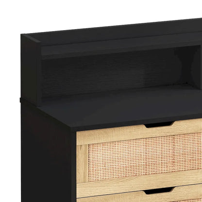 43.316-Drawers Rattan Storage Cabinet Rattan Drawer with LED Lights and Power Outlet,for Bedroom,Living Room