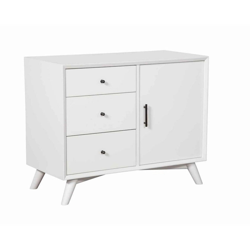 Solid Wood Wooden Accent Cabinet with 3 Drawers and 1 Door, White Bed - image 1