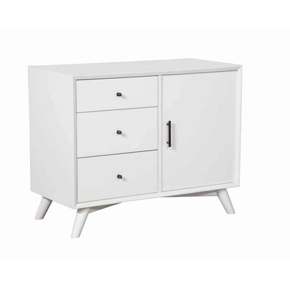 Solid Wood Wooden Accent Cabinet with 3 Drawers and 1 Door, White Bed - image 1