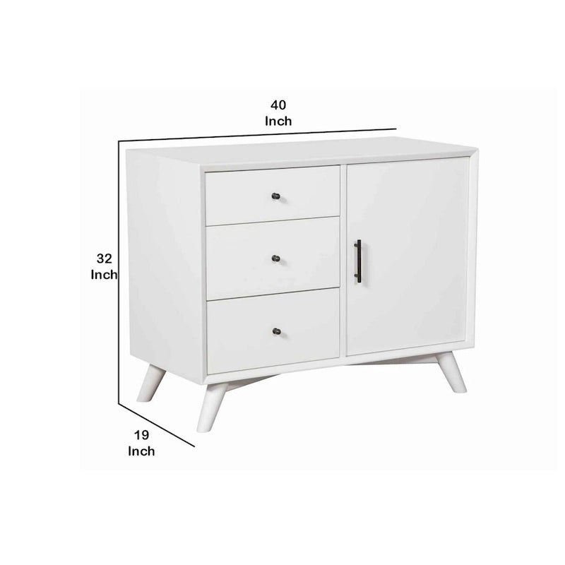 Solid Wood Wooden Accent Cabinet with 3 Drawers and 1 Door, White Bed - image 5