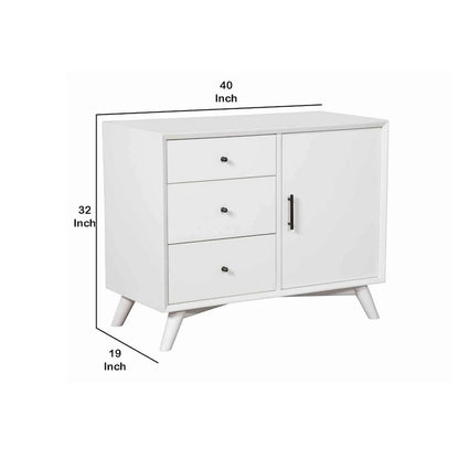 Solid Wood Wooden Accent Cabinet with 3 Drawers and 1 Door, White Bed - image 5