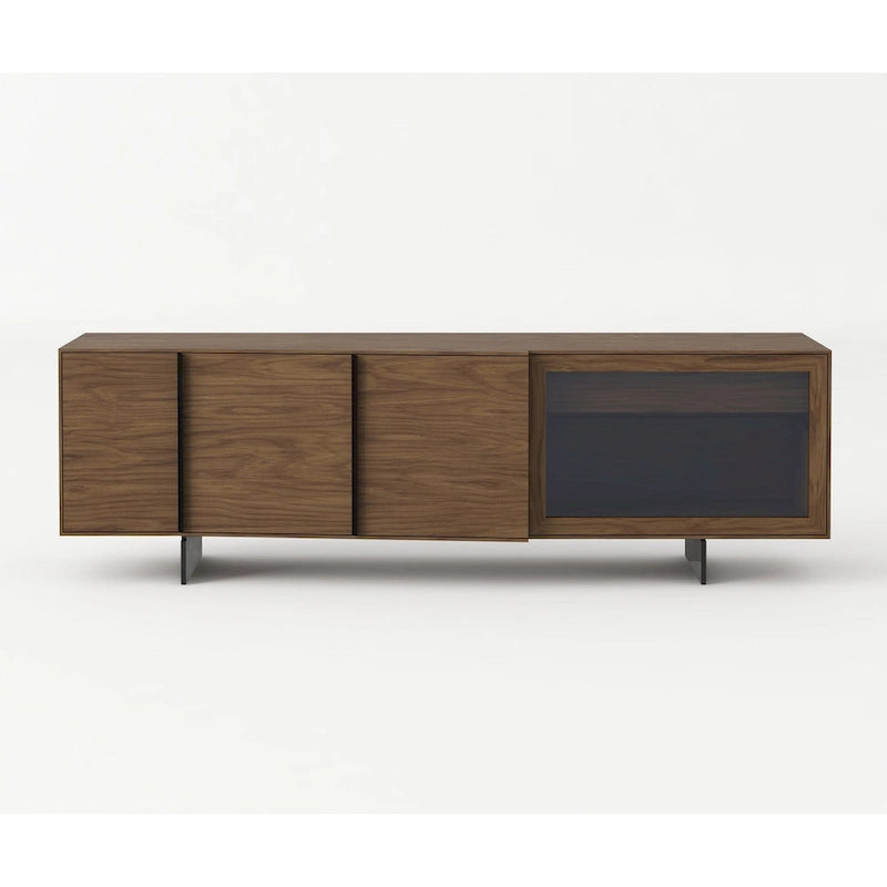 Modrest Glencoe Modern Walnut & Grey Glass Buffet