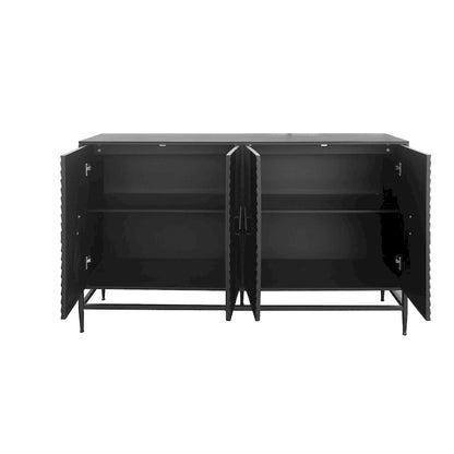 Accent Black Lacquered 4-Door Wooden Sideboard Buffet Server Cabinet