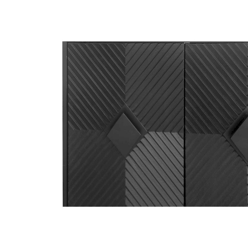 Accent Black Lacquered 4-Door Wooden Sideboard Buffet Server Cabinet