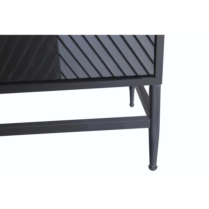 Accent Black Lacquered 4-Door Wooden Sideboard Buffet Server Cabinet