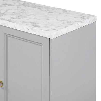 Modern Sideboard with 4 door cabinet with Metal Handles and Adjustable Shelves