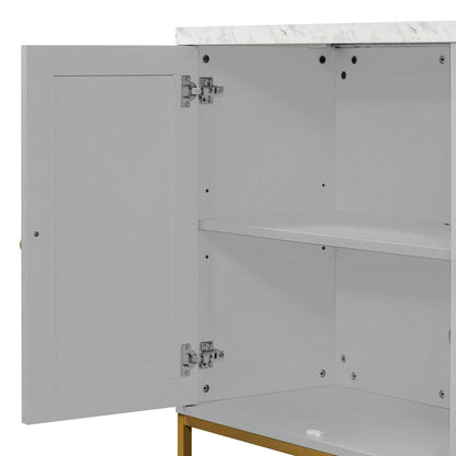 Modern Sideboard with 4 door cabinet with Metal Handles and Adjustable Shelves