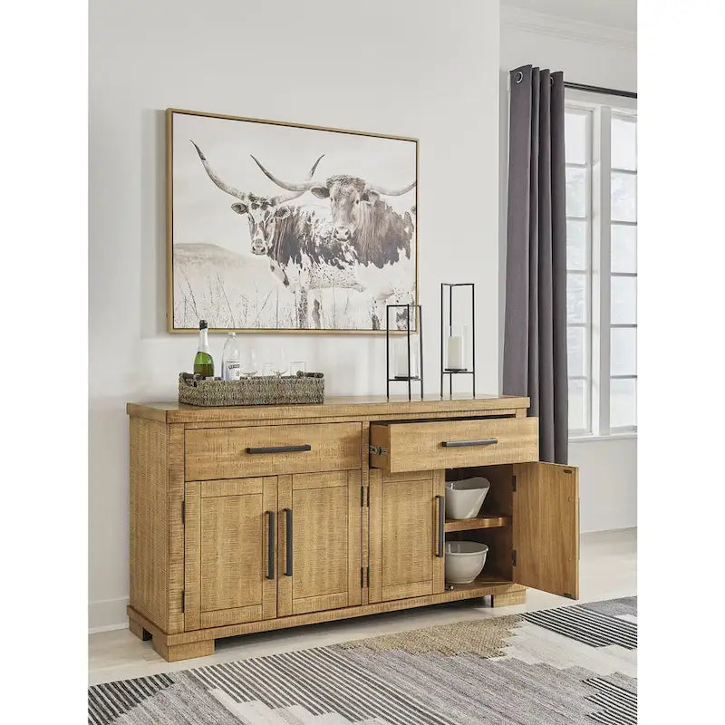 Engineered Wood by Havonplane Brown Dining Server - 65.88W x 19D x 36.13H Cabinet - image 7