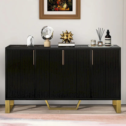 Modern Stylish Freestanding Wooden Sideboard with Imitation Marble Sticker TableTop