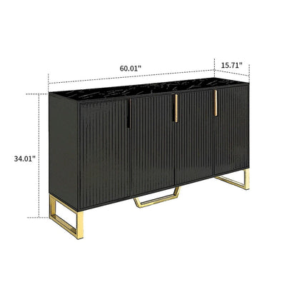 Modern Stylish Freestanding Wooden Sideboard with Imitation Marble Sticker TableTop