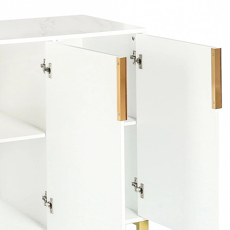 Modern Stylish Freestanding Wooden Sideboard with Imitation Marble Sticker TableTop