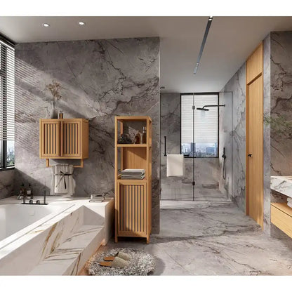 Bathroom cabinet wall mounted Bamboo toilet storage box