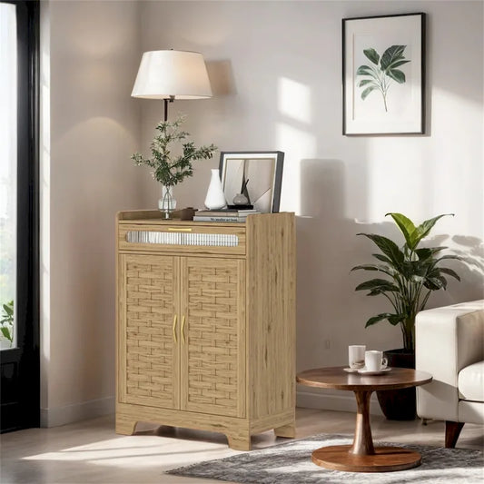 Coffee Bar Cabinet,Modern Farmhouse Buffet Sideboard with Drawer