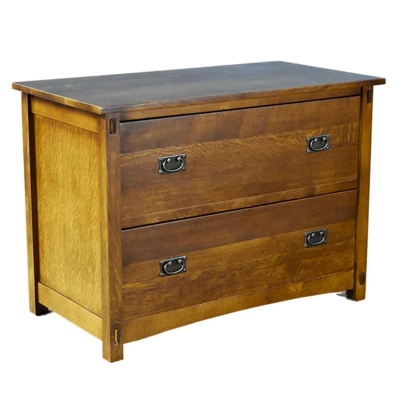 Solid Wood Mission Oak 2 Drawer Lateral File Cabinet - Walnut - image 1