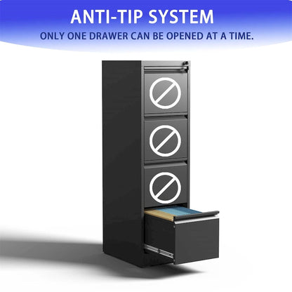 4 Drawer Metal Vertical File Cabinet with Lock