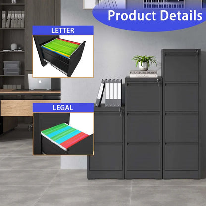 4 Drawer Metal Vertical File Cabinet with Lock