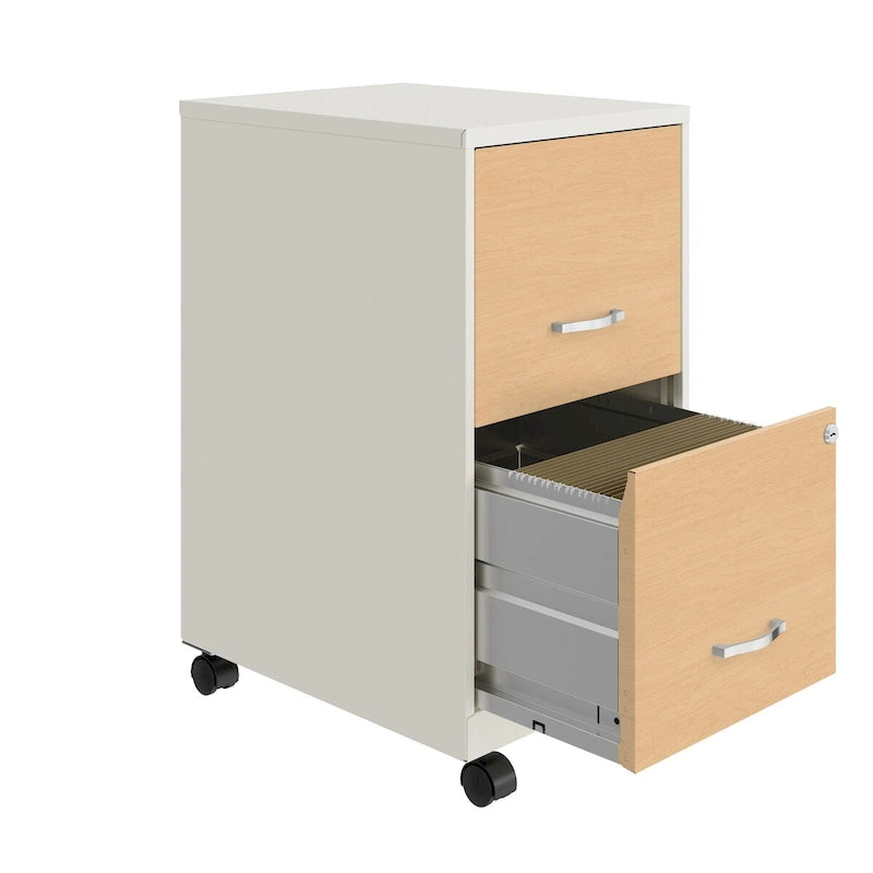 Space Solutions 18 Deep 2 Drawer Mobile File Cabinet with Wood Pattern Drawer Fronts