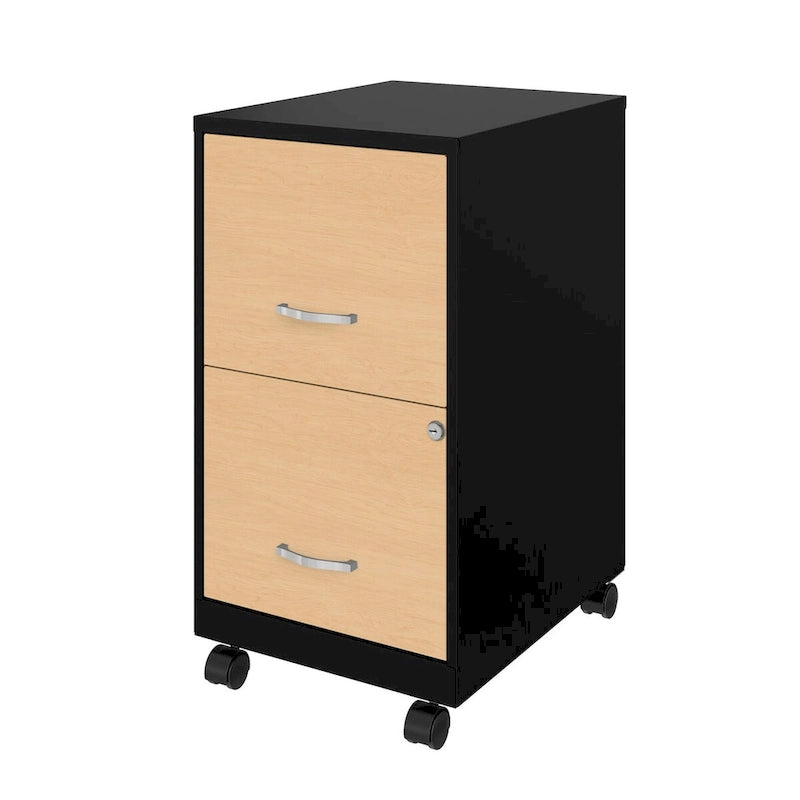 Space Solutions 18 Deep 2 Drawer Mobile File Cabinet with Wood Pattern Drawer Fronts