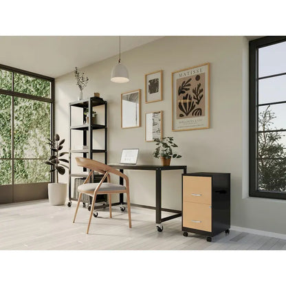 Space Solutions 18 Deep 2 Drawer Mobile File Cabinet with Wood Pattern Drawer Fronts