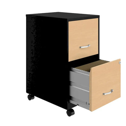 Space Solutions 18 Deep 2 Drawer Mobile File Cabinet with Wood Pattern Drawer Fronts