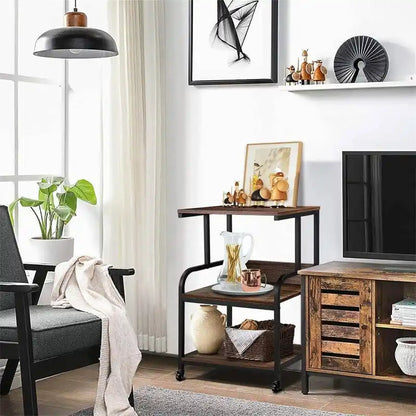 3 Tier Mobile Printer Stand on Wheels with Storage Shelves - 16D x 20W x 30H