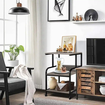 3 Tier Mobile Printer Stand on Wheels with Storage Shelves - 16D x 20W x 30H