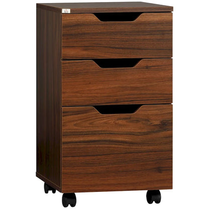 3 Drawer Office Storage Cabinet, Under Desk Cabinet with Wheels for Bedroom, Living Room, Brown Wood Grain
