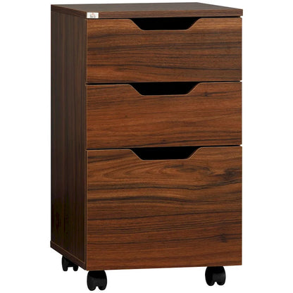 3 Drawer Office Storage Cabinet, Under Desk Cabinet with Wheels for Bedroom, Living Room, Brown Wood Grain