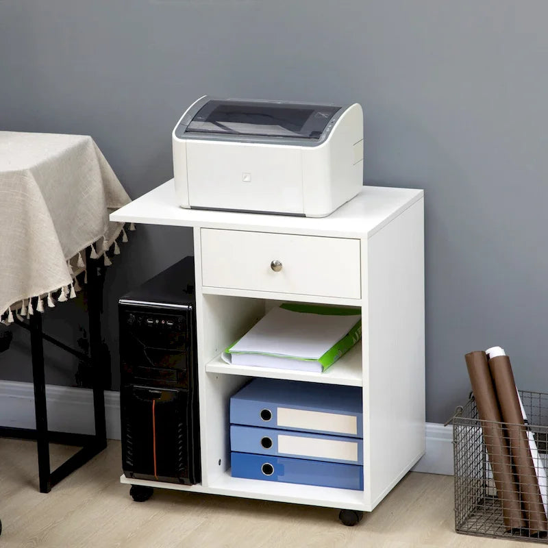 Rolling File Cabinet Cart,Mobile Printer Stand with Adjustable Shelf,Drawer and CPU Stand