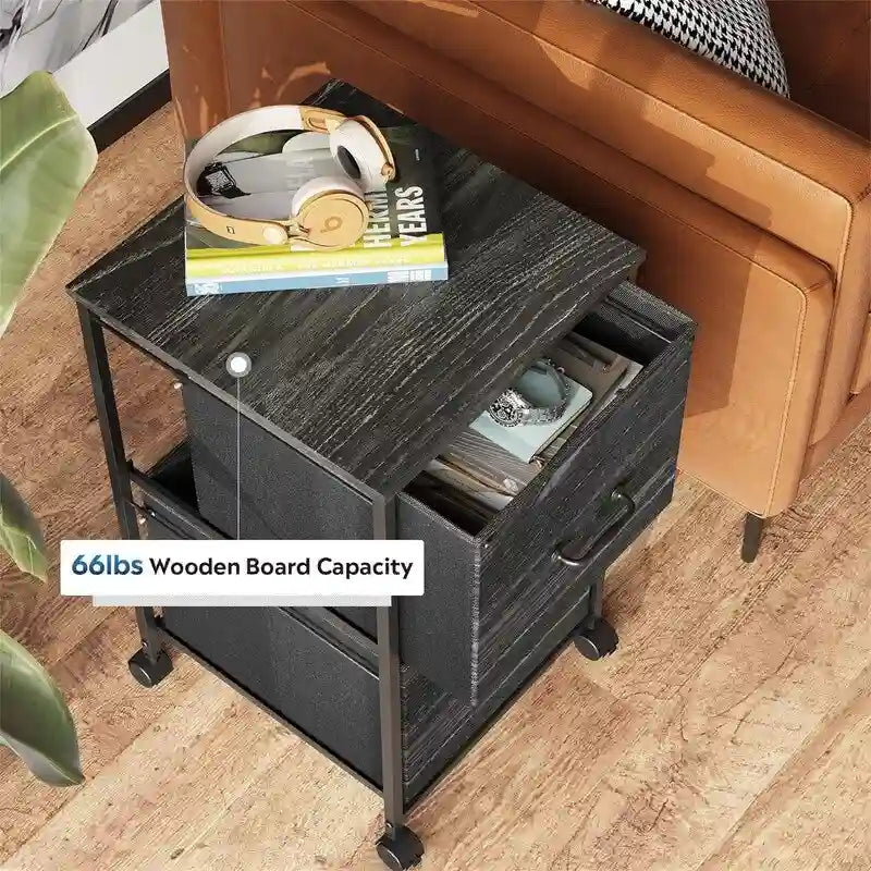 2 Drawer Mobile File Cabinet - 15.7D x 15.4W x 26.8H