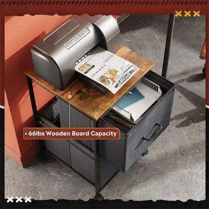 2 Drawer Mobile File Cabinet - 15.7D x 15.4W x 26.8H