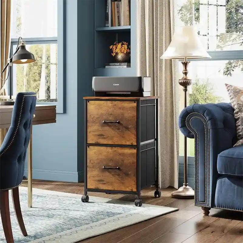 2 Drawer Mobile File Cabinet - 15.7D x 15.4W x 26.8H