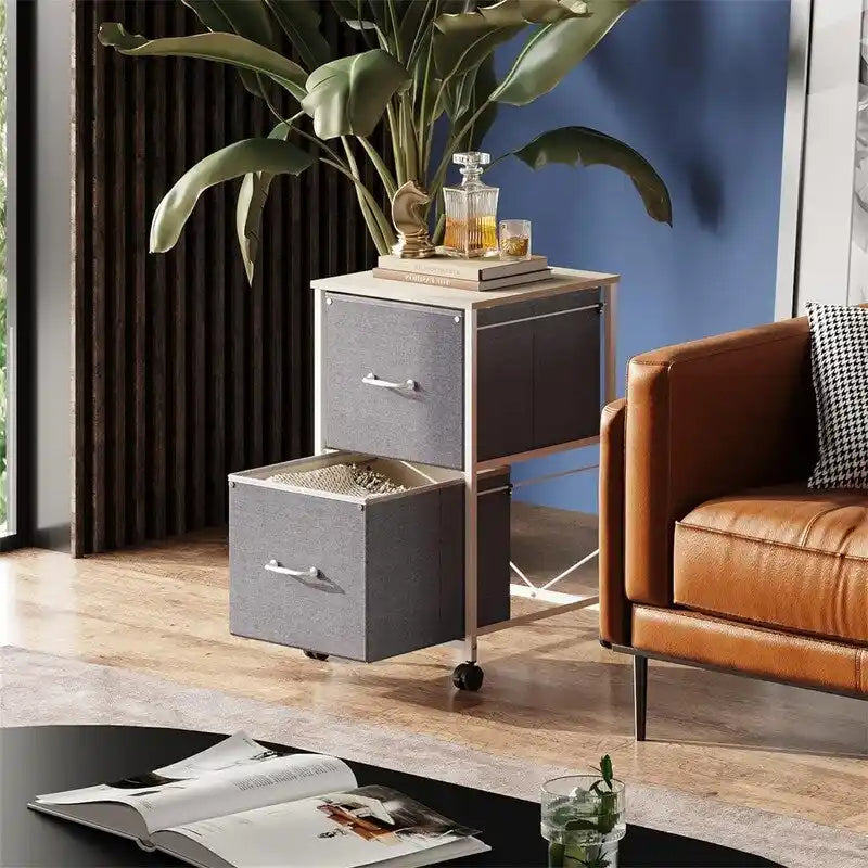 2 Drawer Mobile File Cabinet - 15.7D x 15.4W x 26.8H