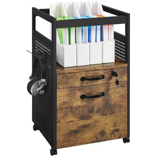 Yaheetech Office File Cabinet with Open Storage Shelf Mobile File Cart