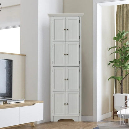 Modern Tall Bathroom Storage Cabinet with Doors and 4 Shelves for Living Room, Kitchen, Office, Bedroom