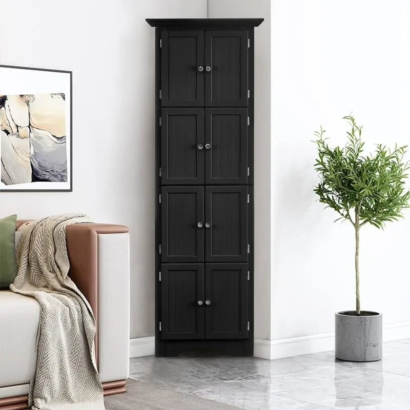 Modern Tall Bathroom Storage Cabinet with Doors and 4 Shelves for Living Room, Kitchen, Office, Bedroom