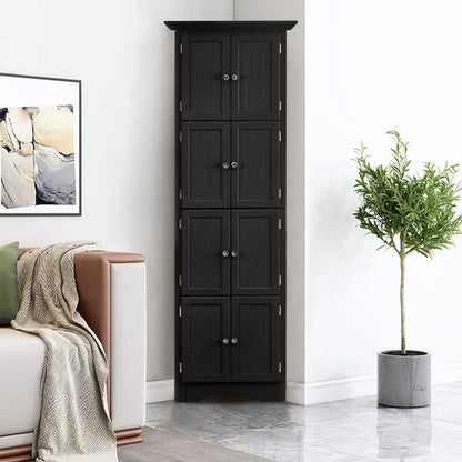 Modern Tall Bathroom Storage Cabinet with Doors and 4 Shelves for Living Room, Kitchen, Office, Bedroom
