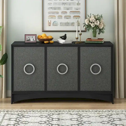 Curved Design Storage Cabinet with Adjustable shelves for Living rooms